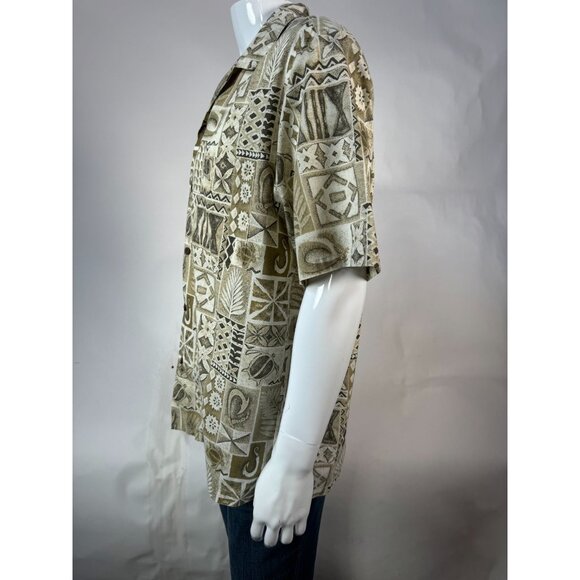 Ho Aloha Made In Hawaii Mens Beige Hawaiian Shirt - Picture 7 of 16